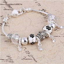 Load image into Gallery viewer, Pink Crystal Charm Silver Bracelet