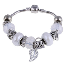 Load image into Gallery viewer, Pink Crystal Charm Silver Bracelet