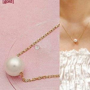 Simple Statement Gold-Pearl Necklace
