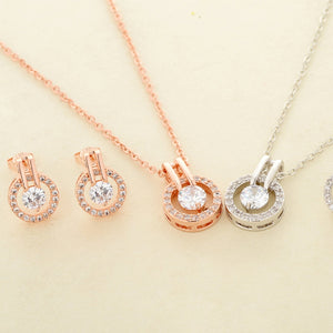 Classic Austrian Crystal Round Pendant Necklace